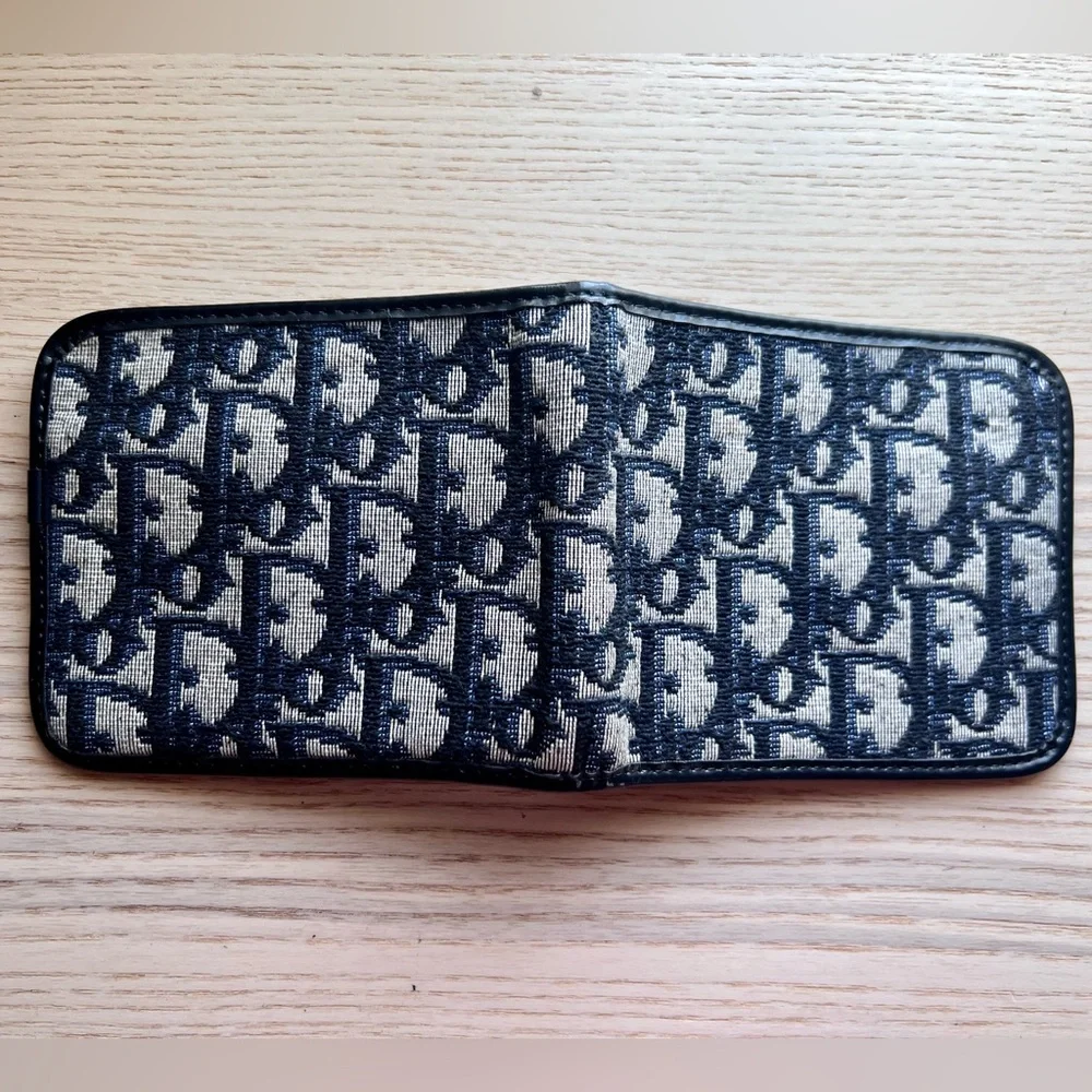 Vintage Christian Dior Trotter Bifold Wallet Navy Blue